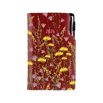 Diář Diář DESIGN tydenní kapesní 2026 český - bordó - Louka
