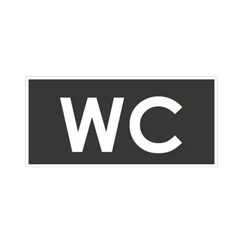WC - OZNAČENÍ TOALETY, šedá, samolepka, 190x90 mm