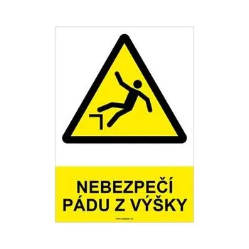 NEBEZPEČÍ PÁDU Z VÝŠKY - bezpečnostní tabulka, plast A4, 2 mm