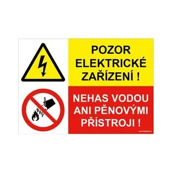 POZOR ELEKTRICKÉ ZAŘÍZENÍ - NEHAS VODOU, KOMBINACE, plast 2 mm, 297x210 mm