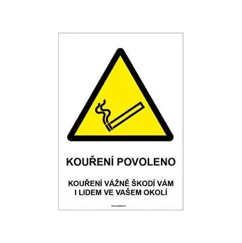 VÝSTRAHA - KOUŘENÍ POVOLENO, Samolepka A4
