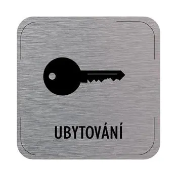 Cedulka na dveře - Ubytování - piktogram, hliníková tabulka, 80 x 80 mm