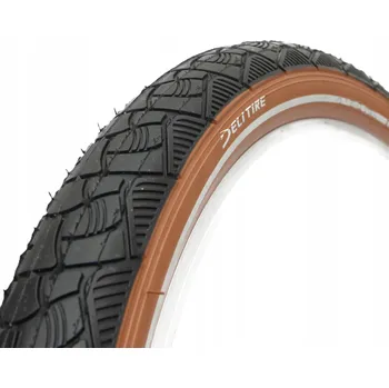 Plášť na kolo Pneumatika Deli 24x2.125 Černá Hnědý Bok Reflexní Proužek