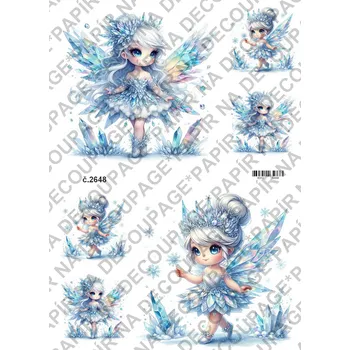 Výtvarný papír Rýžový a soft papír na decoupage - Ledová víla, zimní - KB2648 Materiál: Rýžový papír, Rozměr: A4