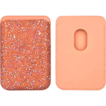 MagSafe magnetická kožená třpytivá peněženka s kamínky Barva: Oranžová