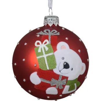 Vánoční ozdoba Kaeming Vánoční ozdoba MÉĎA S DÁRKEM, 8 cm, červená, KSD