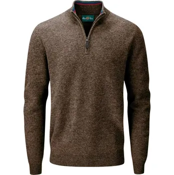 Pánský svetr ALAN PAINE - Streetly half zip se stojáčkem svetr pánský Cocoa Hnědá XS