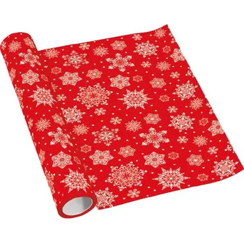 Jednorázový ubrus Ubrus Airlaid Snowflakes red 40cm x 5m