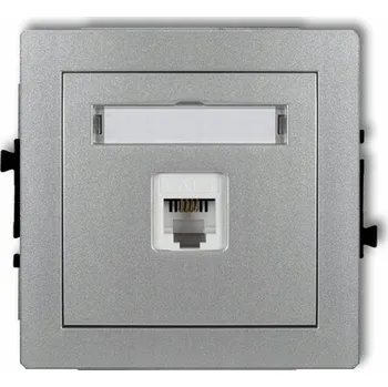 Elektrická zásuvka Karlik DECO telefonní zásuvka jednoduchá stříbrná metalíza 7DGT-1