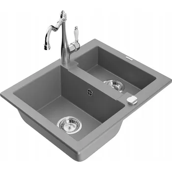 Granitový dřez Dřez jednokomorový s odkapávačem Mexen Carlos granit šedý