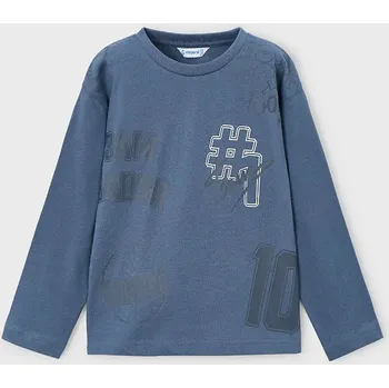 Bavlněné tričko s dlouhým rukávem Mayoral 4074.5A.Mini.9BYA modrá 95X, vel. 140
