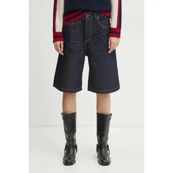 Dámské kraťasy Džínové šortky Diesel DE-SIRE-SHORT SHORTS dámské, tmavomodrá barva, hladké, high waist, A14051.0GRDV 59X, vel. 25