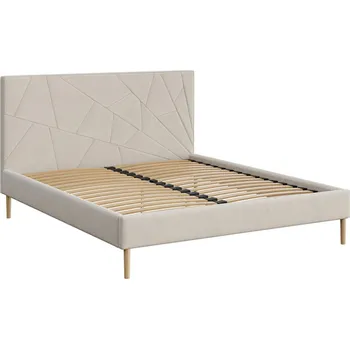 Postel Mesonica Béžová čalouněná dvoulůžková postel Alano 180 x 200 cm s geometrickým prošíváním