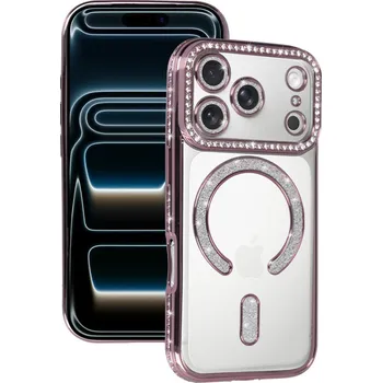 Zadní kryt Bling Magsafe pro iPhone 17 Pro pink