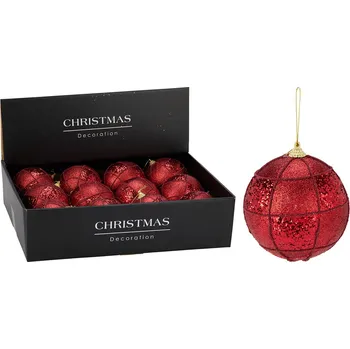 Vánoční ozdoba Vánoční koule 100 mm červená, třpytivá (cena /1 ks)