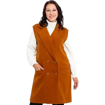 Dámská vesta Dámská dlouhá vesta HUJASA Hnědá L