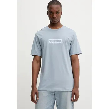 Pánské tričko Bavlněné tričko Converse pánské, modrá barva, s potiskem, 10027995-A06 10027995.A06 55X, vel. S