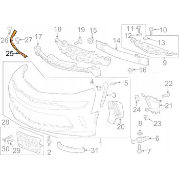 Posilovač řízení LIŠTA nárazníku CHEVROLET CAMARO 16- PRAVÁ