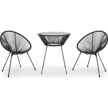 Zahradní sestava Sada zahradního nábytku z umělého ratanu VidaXL černá 3 ks