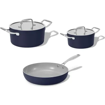 Pánev Elmich Základní sada keramického nádobí Vital 3 ks, 2 hrnce a 1 pánev - tmavě modrá