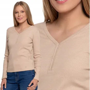 Dámská halenka DÁMSKÁ BLŮZKA KLASICKÁ BÉŽOVÁ BAVLNĚNÁ DLOUHÝ RUKÁV MORAJ ELEGANTNÍ L