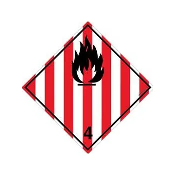 NEBEZPEČÍ POŽÁRU - HOŘLAVÉ TUHÉ LÁTKY Č.4, plast 2 mm, 100x100 mm