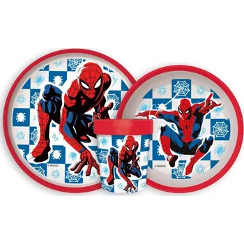 Party nádobí Protiskluzová sada plastového nádobí s kelímkem Spiderman