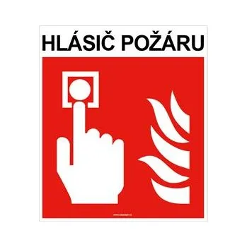 Hlásič požáru s textem - bezpečnostní tabulka, plast 1 mm 150x175 mm