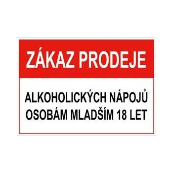 Zákaz prodeje alk. nápojů mladším 18let - bezpečnostní tabulka, plast 2 mm, 75x150 mm