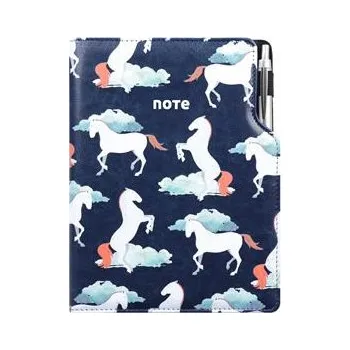 Zápisník Notes DESIGN A4 čtverečkovaný - modrá - koně