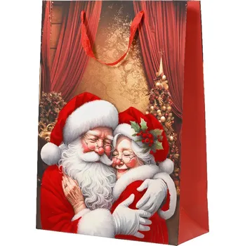 Dárková taška Kaeming Dárková taška MR & MRS SANTA, 10x26x32 cm, červená, KSD