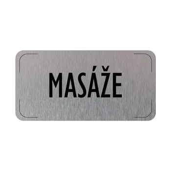 Cedulka na dveře - Masáže, hliníková tabulka, 160 x 80 mm