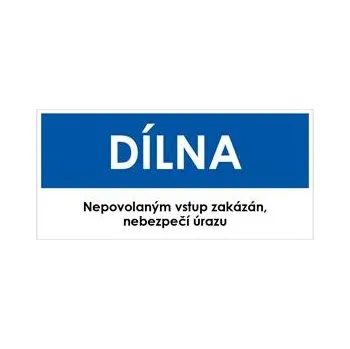 DÍLNA, modrá, samolepka, 190x90 mm