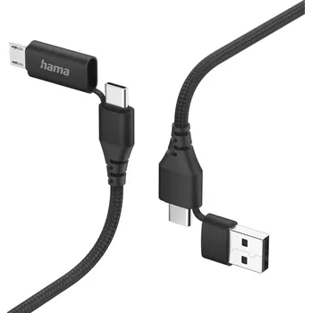 Datový kabel Hama USB kabel 4v1: USB-C, USB-A - USB-C, micro-USB, 1,5 m