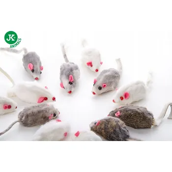 Hračka pro kočku Myška pro kočky JK Animals Malé myšky, 12 kusů, kožešinová hračka pro kočky s pravou králičí srstí