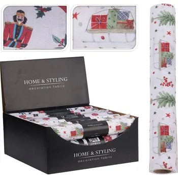 Organza látková 28x150 cm - bílý, barevný potisk (mix 2 motivů)