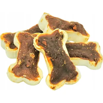 Pamlsek pro psa Králičí kost vápníková lisovaná bílá s králíkem 500g Master Dog