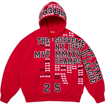 Pánská mikina Supreme League Champs Zip Up Hooded Sweatshirt Barva: Červená, Velikost: XL