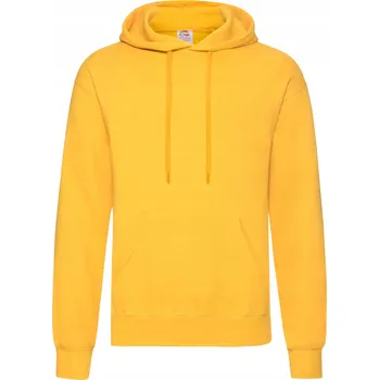 Pánská mikina ŽLUTÁ MIKINA S MIKINA S KLOKANÍ KAPSOU FRUIT OF THE LOOM S KAPUCÍ L