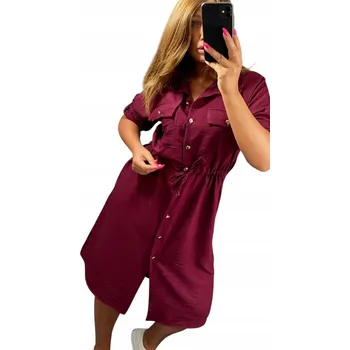 Dámské šaty V602 ŠATY ŠMIZJERKA BORDO vel. 48 (4XL)