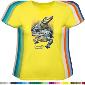Dámské tričko damske-levne-bavlnene-tricko-digitalni-potisk-krokodyli Barva: Lemon - citronové, velikost: M