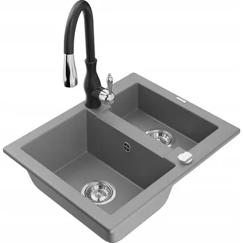 Granitový dřez Dřez jednokomorový s odkapávačem Mexen Carlos granit šedý