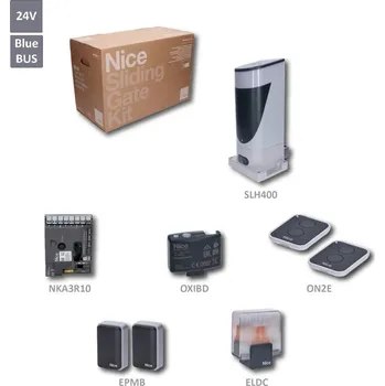 SLIGHT400 KCE sada pohonu Nice pro bránu do 400 kg - sada obsahuje 24V pohon s LED osvětlením pro posuvnou samonosnou bránu, elektroniku, 2x vysílač, přijímač, maják, fotobuňky