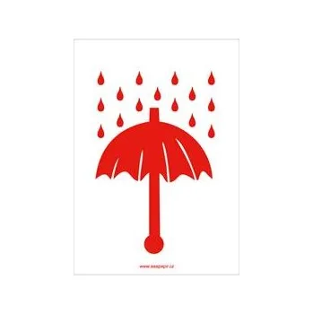 Značení CHRÁNIT PŘED VLHKEM - ČERVENÉ ZNAČENÍ, Samolepka 74x105 mm