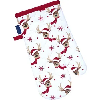 Chňapka SCANquilt chňapka RUKAVICE DEKORO sobíci bíločervená 14 x 31 cm