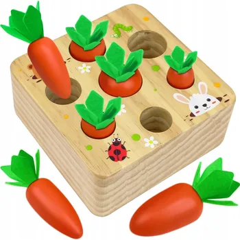 Dřevěná hračka Dřevěný Vkládací Sorter Mrkve Montessori Hračka