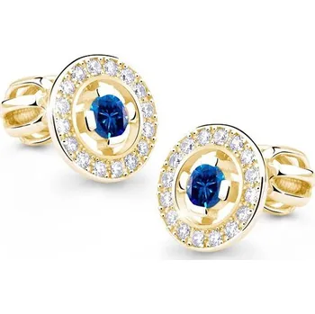 Náušnice Cutie Jewellery Zlaté náušnice se zirkony Z6413-1988Z Barva: Modrá