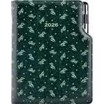 Diář DESIGN tydenní B5 2026 - zelená - Větvičky