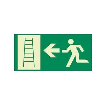 Únikový žebřík - směr vlevo - fotoluminiscenční tabulka, plast 1 mm 300x150 mm