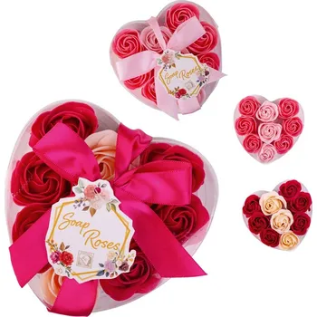 umělá květina Accentra Mýdlový květ růže v krabičce ve tvaru srdce 2 barevné variace 9x3 g